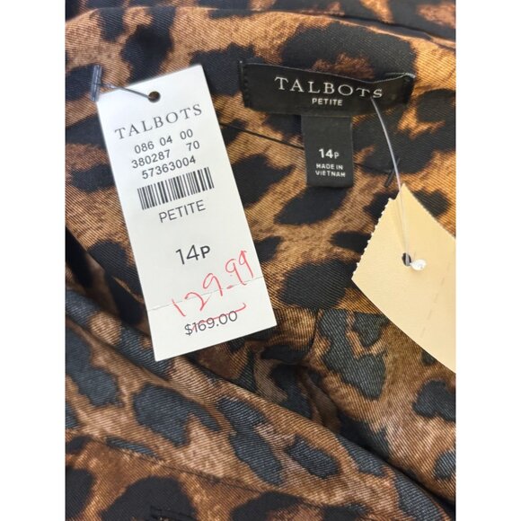 NWT Talbots Animal Print Brown Dress With Belt Button Down Leopard Midi Long Sle - Picture 9 of 9